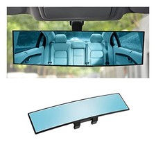 Car Rearview Mirror, 12 Inch Panoramic Wide Angle Anti-Glare, Clip on Auto Blue