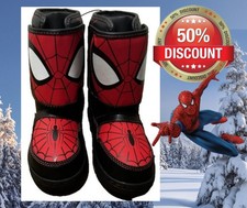 Marvel Boys Toddler 8 Spiderman Light-up Insulated Mid-Calf Winter Boots NEW