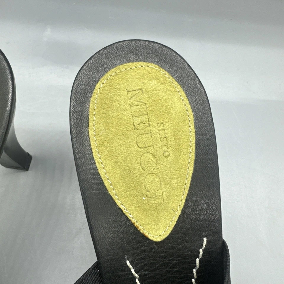 SESTO MEUCCI - Size 10 M Italy Black Leather Open Toe - Image 3 of 4