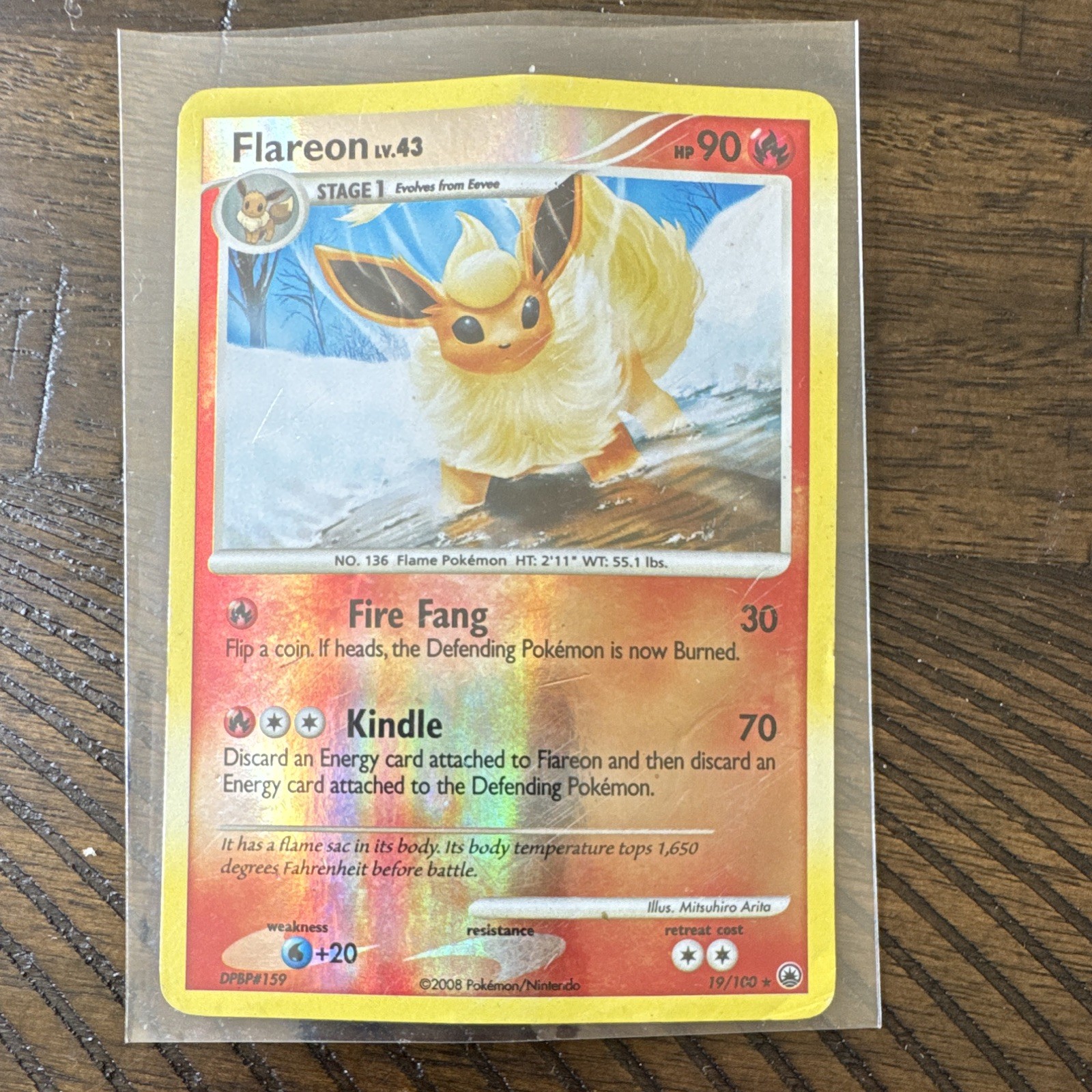 Pokemon TCG Flareon Majestic Dawn 19/100 Reverse Holo Rare Stage 1 90 HP EN 2008