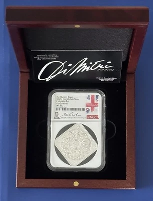 🇺🇸2025 UK S£2 QUEEN'S BEASTS COMPLETER 1oz BAR MS70 FR JODY CLARK SIGNED - Image 1 of 4