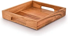Acacia Wood Serving Tray with Handles,Wooden Serving Tray, Snack Tray, Breakfast