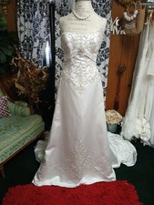 Couture White Sweetheart Bedazzled Basque Waist Corset Wedding Dress Size 10