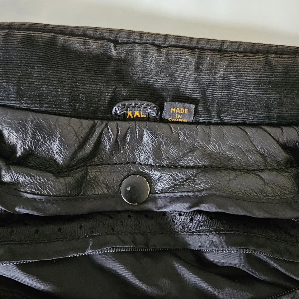 First Gear Black Leather Jacket Mens XXL Mesh Lined Biker Motorcycle Zip Vents - Image 3 of 4