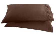 Luxury King Size Pillowcase Brown Ultra Soft Microfiber Breathable Wrinkle Free