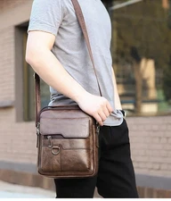 Men's Leather Handbag Shoulder Bag, HandBag Briefcase Crossbody Casual Fashion
