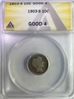 1903-S BARBER DIME  ANACS G4