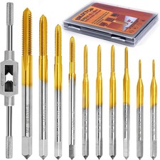 10pcs Micro Metric Taps Bits Set with Tap Wrench M1-M3.5 Machine Screw Thread