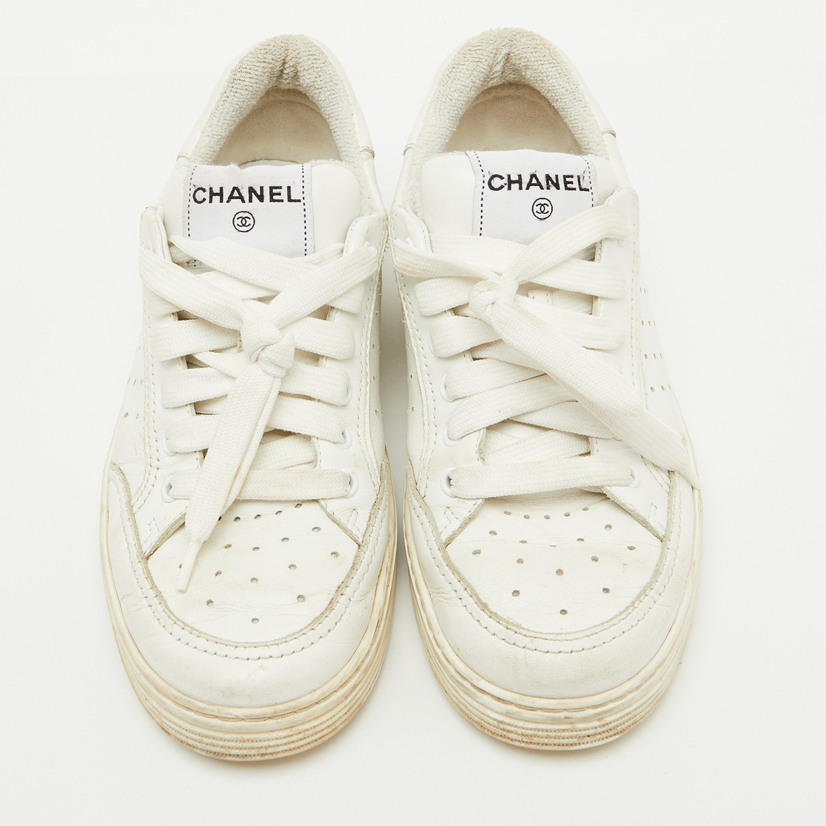 Chanel White Perforated Leather CC Low Top Sneakers Size Chanel White Perforated Leather CC Low Top Sneakers Size