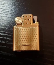 Lighter Insert with Wick Cover & Metal Base Gold Steel- Can Fit Zippo Light