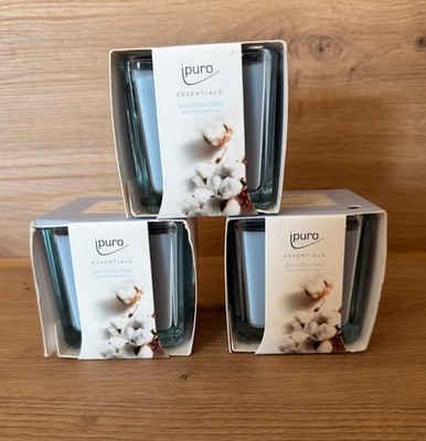 3x ipuro Duftkerze Essential Cotton Fields, 125 g