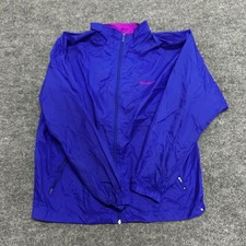 Reebok Windbreaker Jacket Unisex Size L Purple Pink Full Zip Vintage Athletic