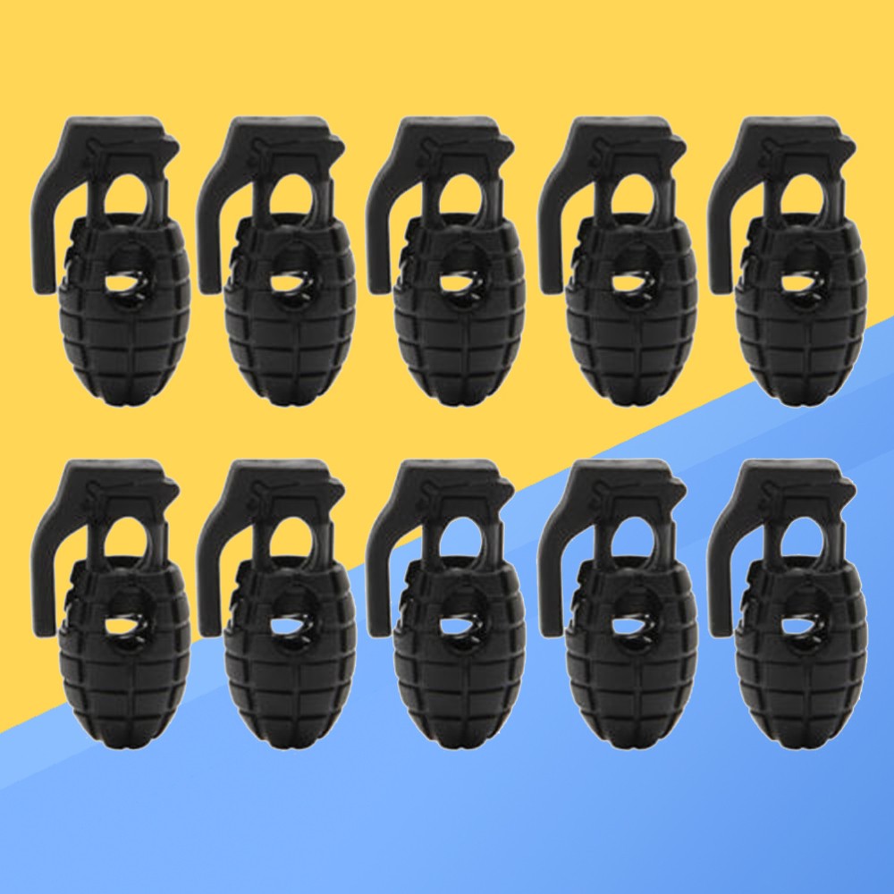 10pcs Shape Shoelace Buckle Tightening Non-slip Buckle Shoelace Clip(Black)