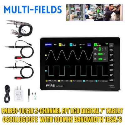 FNIRSI-1013D 2-Channel FFT LCD Digital 7'' Tablet Oscilloscope 100MHz 1GSa/s DECC