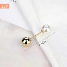 2/4Pcs Pearl Brooch Pins Sweater Shawl Clips Faux Pearl Rhinestones Collar Safet