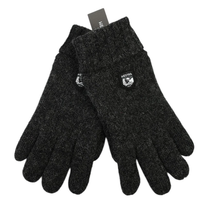 HESTRA Mens Charcoal Basic Wool 5 Finger Insulated Knit Gloves 8 NWT