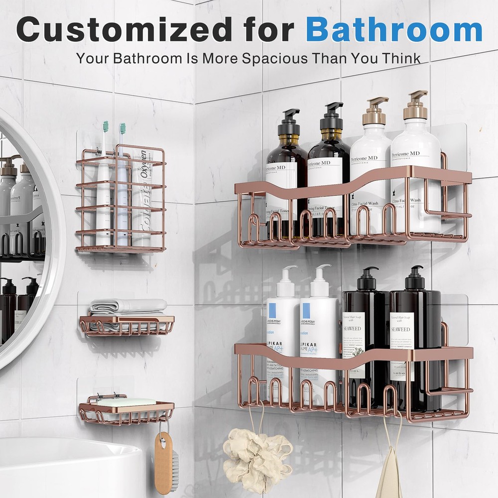 Shower Caddy 5 Pack,Adhesive Shower Organizer for Bathroom Storage&Home Decor...