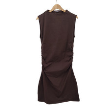 Quince Stretch Cotton Jersey Mock Neck Mini Dress Espresso Basic Sleeved L