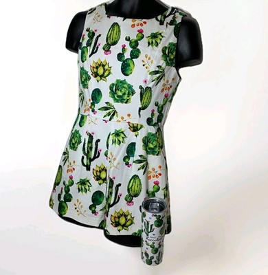 CUTE Eva Rose Romper White Succulent Cactus Print MEDIUM with MATCHING TUMBLER!