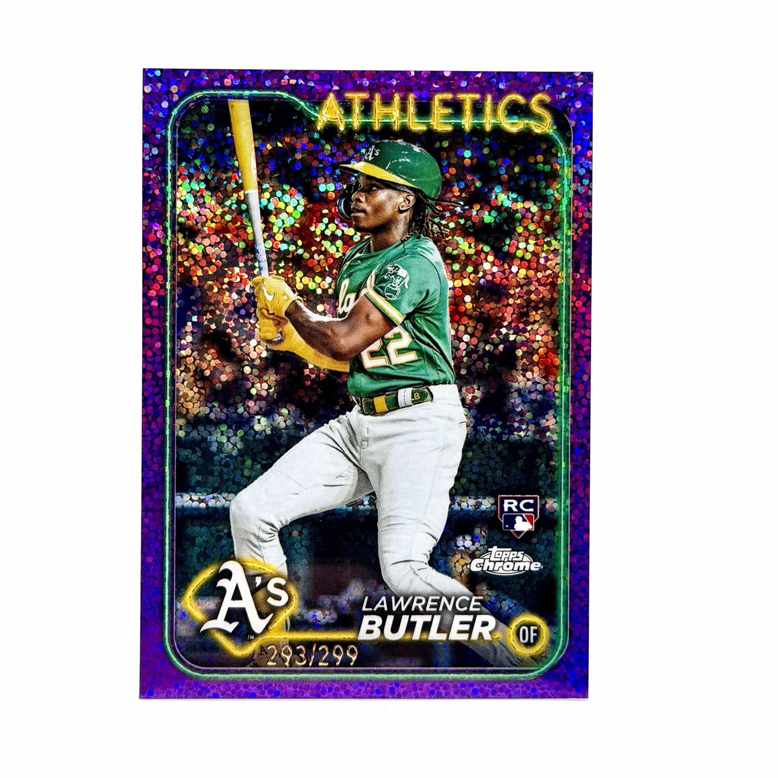 Lawrence Butler 2024 Topps Chrome #5 Purple Speckle Refractor /299 A's Rookie RC