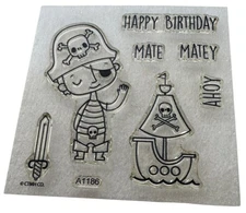 CTMH My Acrylix Acrylic Stamp Set A1186 Pirate Birthday Card Making Ahoy Matey
