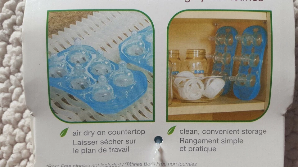 Bandeja para pezones Born Free Tru-Clean bandeja para pezones estante de lavado almacenamiento sin BPA.2PK Foto 2 de 3