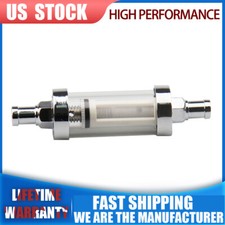 Universal 38in Chrome Glass Clearview Fuel Filter Petrol Diesel Inline Reusable
