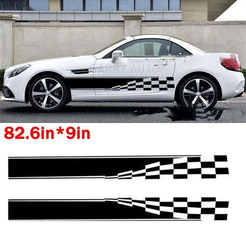 Car Hood Body Checkered Flag Racing Sports Long Stripes Self-Adhesive Trim Decal