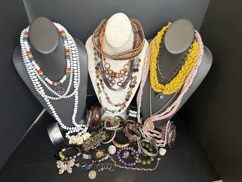 Vintage Costume Jewelry Wholesale Lot 65 Pcs Necklace Bracelet Ring Boho T1000 - Picture 14 of 14
