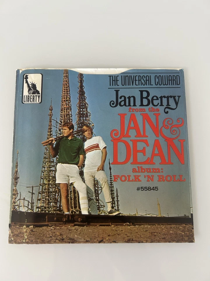 Jan Berry 45 w/Picture Sleeve THE UNIVERSAL COWARD Jan & Dean- Near Mint Sleeve Foto 3 de 4