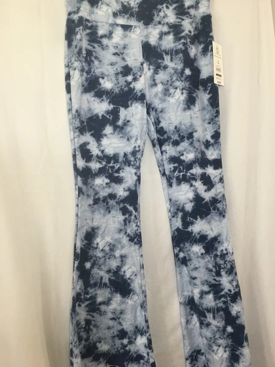 New No Boundaries Blue Tie Dye Knit Flare Pants Juniors Women Many