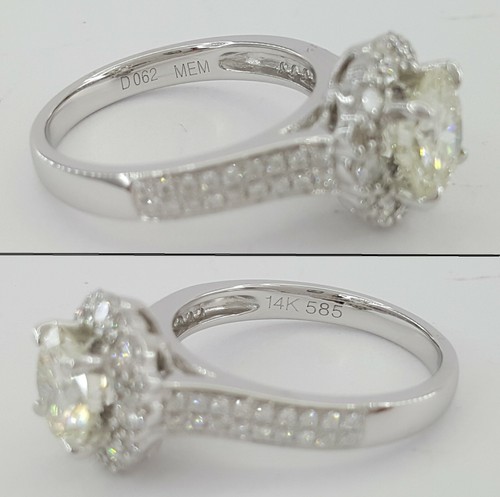 Round Cut Diamond Halo Engagement Ring EGL USA 2.01 ct 14K White Gold Rtl $17k - Picture 11 of 12