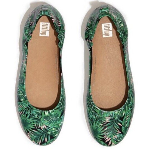 FitFlop Allegro Green & Black Jungle Print Leather Ballerinas, UK Size 4.5 – NEW - Picture 5 of 21