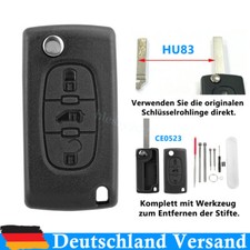 Für Peugeot Expert Citroën Jumpy Schlüssel Ersatz Gehäuse 3 Tasten CE0523 HU83