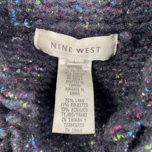 Nine West Womens Gorgeous Wool Boho Fringe Cardigan Sweater Size L Black - Picture 3 of 7