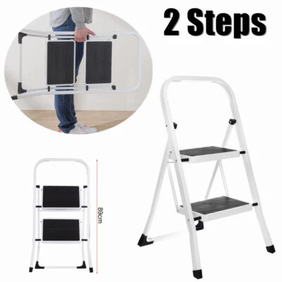 WINHOLDER Heavy Duty Two Step Metal Folding StepStool Seat Ladder Office Foot stool