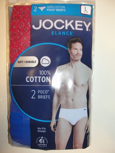 2 Pair Men's Jockey Elance 100% Cotton Poco Briefs - Size L (36-38")