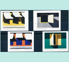 5594a-97a Emilio Sanchez Camagüey American Artist Set 4 Designs Imperf Singles