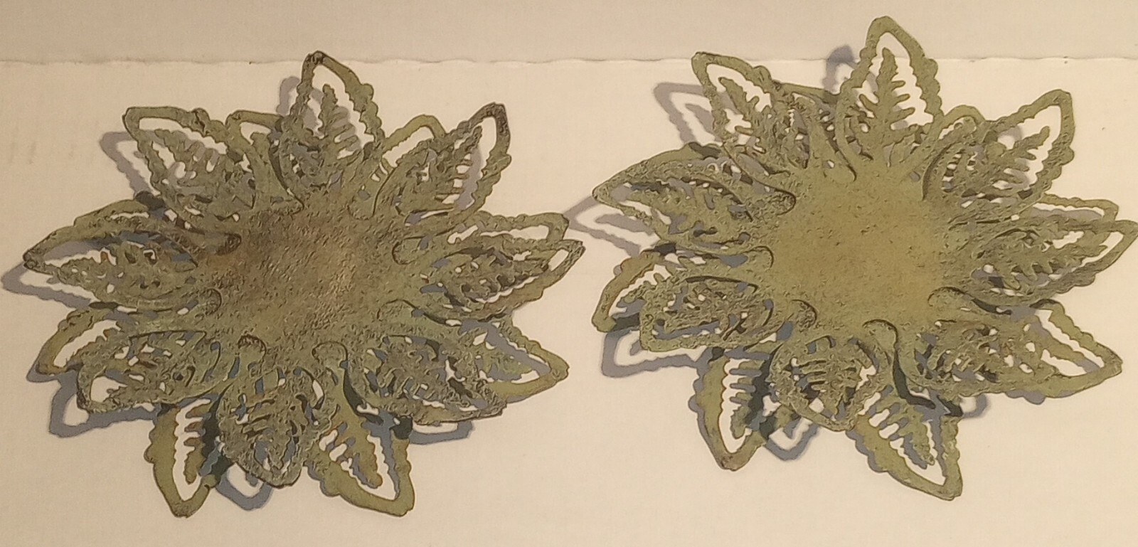 AR Exports Pair Of Lotus Flowers Metal Tea Light Candle Bases Painted Aged Look