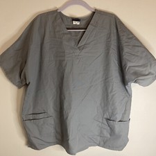 Cherokee Workwear Scrub Top Medical Uniform Gray V-neck 2XL