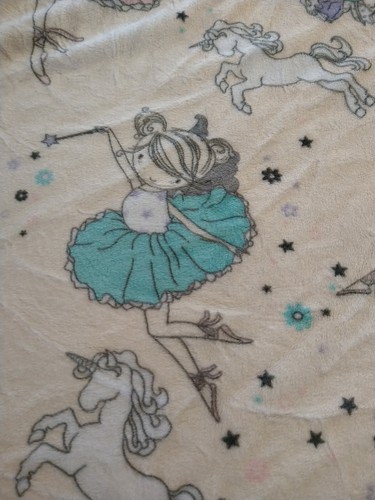 Remnant Ballerina Plush Minky Blush Pink Unicorns Ballet Fairy 29" longx62" wide - Picture 4 of 7