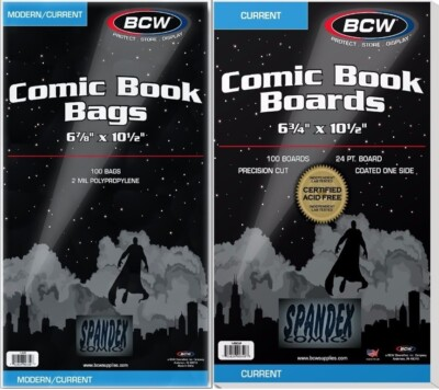 #ad 100 BCW 2 Mil Current Modern Poly Bags amp; Comic Boards Acid Free Safe Storage $24.99