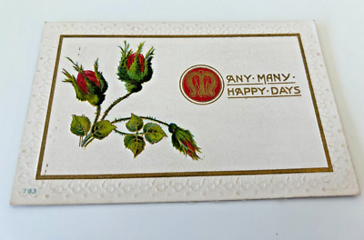 Many Many Happy Days Flowers Vintage Postcard