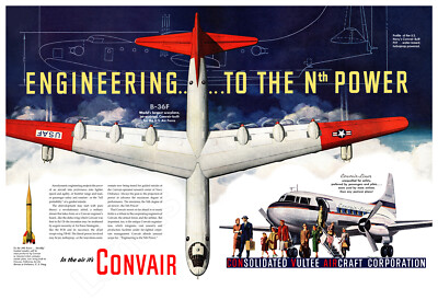Convair B-36F  Peacemaker  Bomber 1951 Advertising Poster