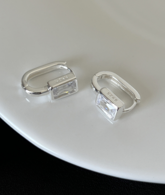 KIKICHIC | NYC | CZ Diamond Clover Hoop Earrings Sterling Silver in Gold and Silver. Silver