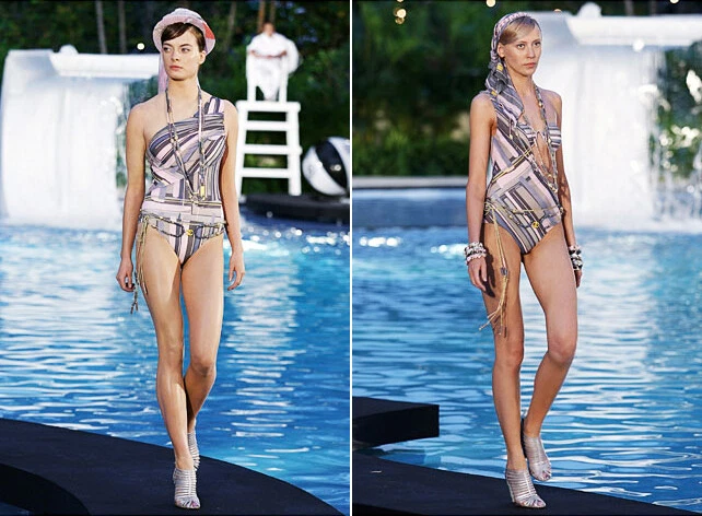 NWT CHANEL 09C RUNWAY MULTICOLOR CC LOGO BATHINGSUIT SWIMSUIT 40