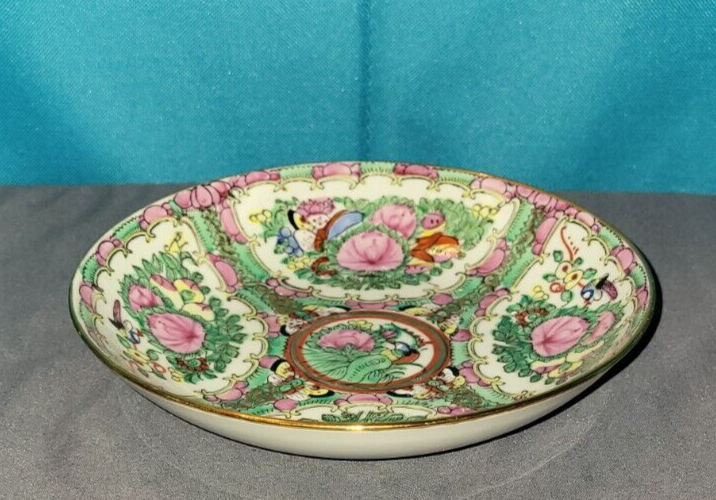 e2ko777 　中国　南京染付　人物花文　小皿　V　R7488 Vintage Japanese ACF Porcelain Ware Plate Floral Dish Handpainted