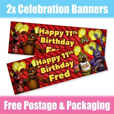 CELEBRATIONS Personalised Five Nights at Freddys Banners Birthday - Any Name & Age Unofficial