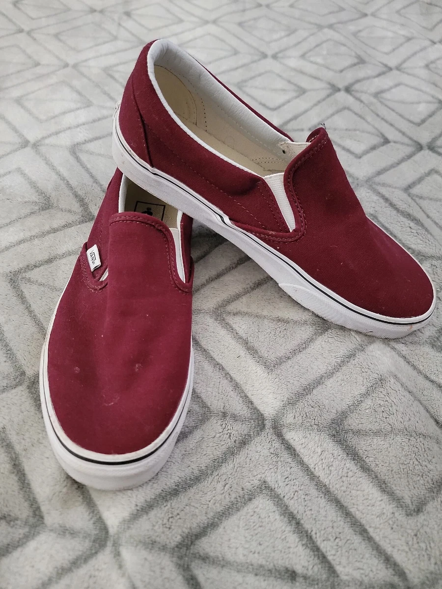 Burgundy vans hotsell slip ons