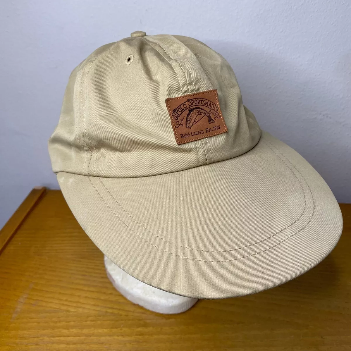 Rare Vintage Ralph Lauren Polo Sportsman Fishing Long Bill Khaki Hat Cap  Large